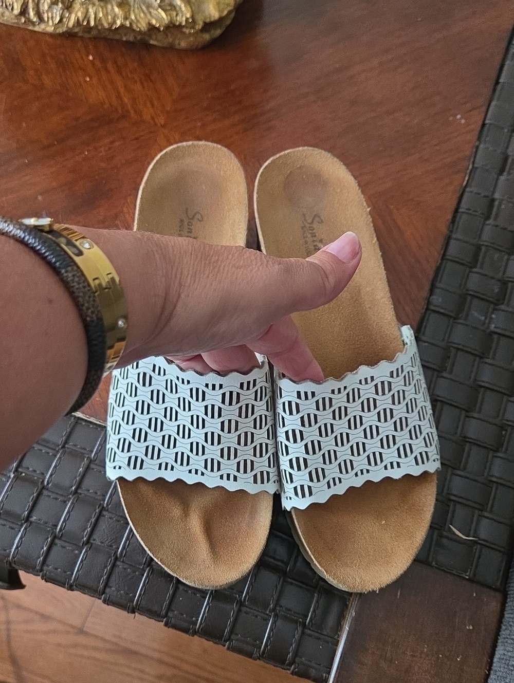 White Patterned Slide PLATFORM Sandals - Women's Casual Comfort